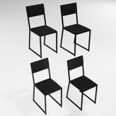 Imagem de Kit 4 Cadeiras Para Cozinha Estofada Industrial Riviera Preta - Don Ca