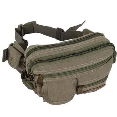 Imagem de Pochete Masculina Reforçada Em Lona Vários Bolsos Verde - Plat1