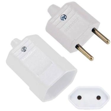 Imagem de 10 Plug Macho 2 Pinos 10a + 10 Tomada Femea Branco Margirius