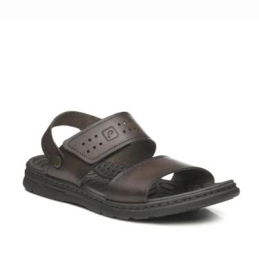 Imagem de Sandália Pegada Couro Wave Conforto Ajustável Masculina Marrom, 39