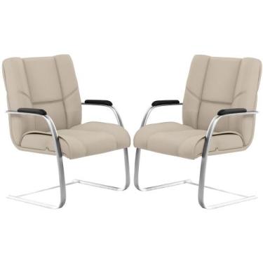 Imagem de Kit 02 Cadeiras De Escritório Fixa Executiva New Onix F02 Tecido Sinté