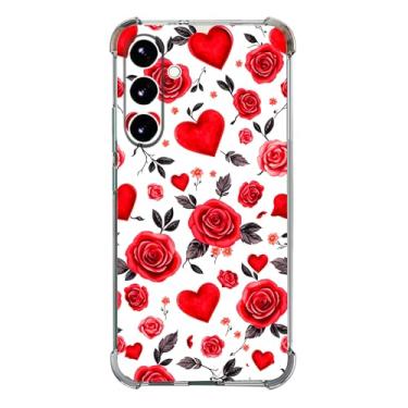 Imagem de Beaucov Capa para Galaxy S25 FE, Rosa Vermelha Amor Corações Proteção contra Quedas Capa à Prova de Choque TPU Capa Protetora de Corpo Inteiro Resistente a Riscos para Samaung Galaxy S25 FE