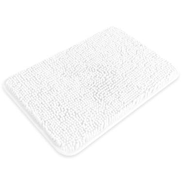 Imagem de PureSwan Tapete de banheiro pequeno 30,5 x 45,7 cm – Tapete de banho lavável e absorvente, antiderrapante, tapetes de banho de chenille macios grossos para banheiro, chuveiro, pia, tapete de cachorro