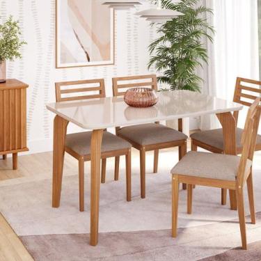 Imagem de Sala de Jantar Mesa Papaia 130cm com Vidro com 4 Cadeiras Juparanã - C