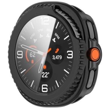 Imagem de MOTONG Capa protetora para relógio com cobertura total em PC, protetor de tela de vidro temperado compatível com Samsung Galaxy Watch 8 Classic (preto)