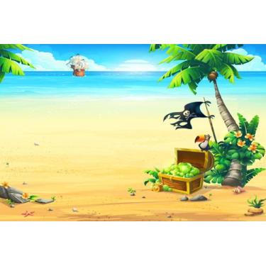 Imagem de Painel de Lona Pirata Ilha Tropical do Tesouro - Fabrika de Festa, 180