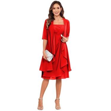 Imagem de Vestido Homiily Chiffon Mother of the Bride vermelho tamanho 16 com ja