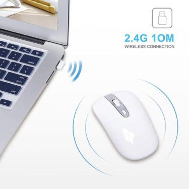 Imagem de 2.4g mouse sem fio usb recarregável ultra-fino mouse fotoelétrico sile