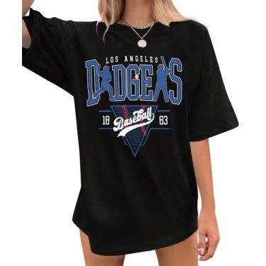 Imagem de Camiseta ASTANFY Baseball Mama Oversized para mulheres - preta
