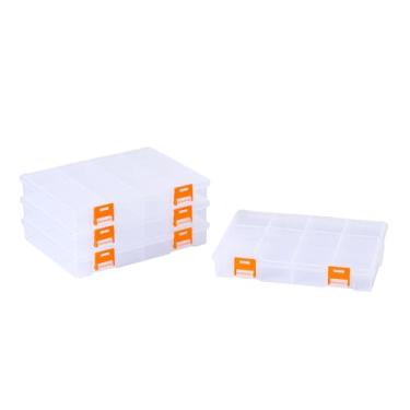 Imagem de BangQiao Pacote com 4 caixas de armazenamento de plástico transparente com divisórias, estojo organizador transparente para peças pequenas, contas, botões, joias, diamantes, suprimentos de artesanato