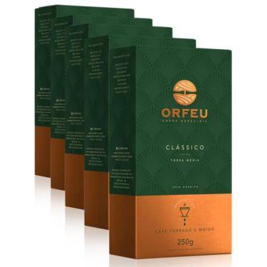 Imagem de Café Moído Premium Orfeu Clássico Kit 5 Pacotes de 250g