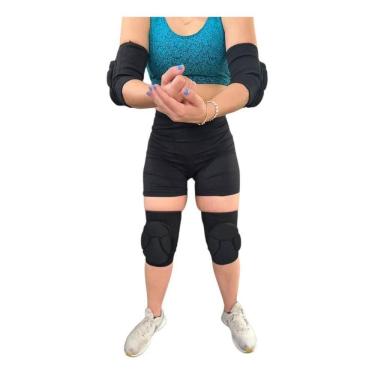 Imagem de 2X Kit Joelheira E Cotoveleira Acolchoada Vôlei, Futsal E Mm