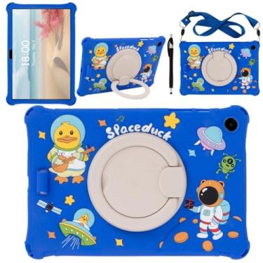 Imagem de Misenya Capa para Samsung Galaxy Tab A9+/A9 Plus 11 polegadas - Capa infantil 3D com desenho animado fofo (Pato espacial azul marinho)