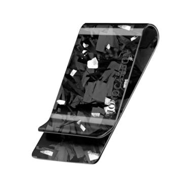 Imagem de MONOCARBON Clipe para dinheiro masculino de fibra de carbono forjado real, 3,5 cm de largura, ultrafina e ultraleve, porta-cartão de crédito EDC fino - presente para marido/namorado - prata