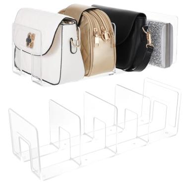Imagem de Yuanan Pacote com 2 organizadores de bolsa de acrílico para armário, organizador de bolsa com 8 compartimentos, divisória de prateleira transparente para armazenamento de bolsa e bolsa, organizadores