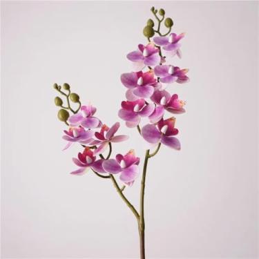 Imagem de 4 pçs/lote Artificial 12 Cabeças Borboleta Orquídea Flores Decoração de Casamento Falsa Phalaenopsis Decoração de Casa Ornamento Fotografia Adereços (Roxo)