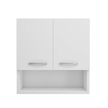 Imagem de Armário Aéreo Suspenso Nicho de Parede para Cozinha, 2 Portas, Branco