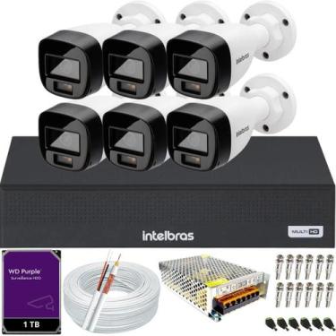 Imagem de Kit Intelbras 6 câmeras Segurança VHD 3220b áudio Full Color 1080p Dvr