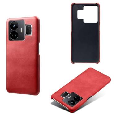 Imagem de Capa para OPPO Realme GT Neo 5 5G,Proteção contra quedas,Casca de volta de cor sólida simples,Design de couro de imitação de plástico-Red