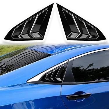 Imagem de Acdeyaca Persianas de janela traseira para ventilação de ar com acabamento em concha compatível com Honda Civic Sedan 11ª geração 2022 2023 2024 2025 estilo esportivo 2 peças persianas de janela