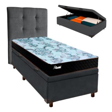 Imagem de Kit Cabeceira + Cama Box Bau  + Colchão Solteiro Molas Ensacadas Life Gold Paropas