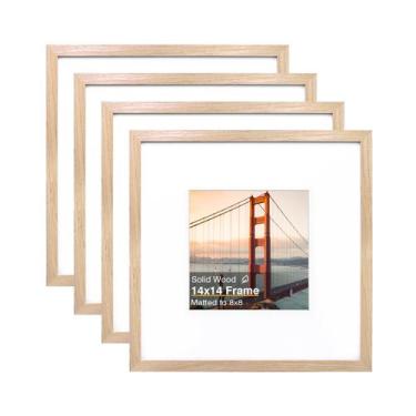 Imagem de Porta-retratos KINLINK 14x14 cm Madeira natural para imagem de 8x8 cm