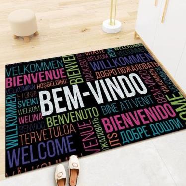 Imagem de Tapete Porta Doce Lar Emborrachado 58x38cm  Antiderrapante e Decorativ