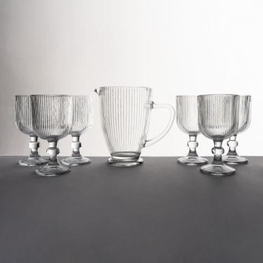 Imagem de Conjunto Jarra 1,2L com 6 Copos 390ml Vidro Canelado Jogo - Wincy Casa