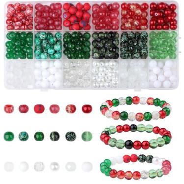 Imagem de Craft Beads DUQGUHO, 8 mm, contas de vidro de Natal, 360 unidades