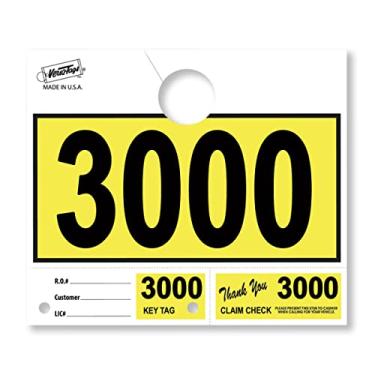 Imagem de Versa-Tags 1000 etiquetas amarelas de serviço de revendedor de carros números de envio de serviço, etiquetas de chave numeradas do departamento de serviço para oficina de mecânica chaveiro de 3 partes