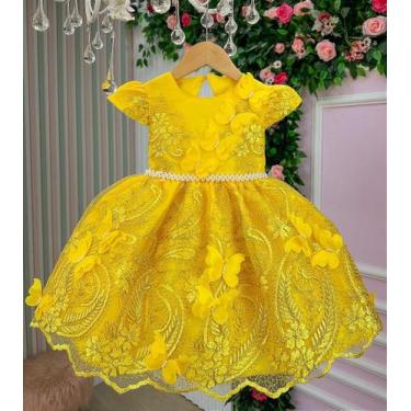 Imagem de Vestido Jardim Encantado Realeza Amarelo Luxo - Tecido Misto com Forro
