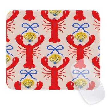 Imagem de Seorsok Tapete de rato de lagostim de cores vivas, tapetes de rato texturizados premium para computador portátil de escritório, tapetes de rato bonitos quadrados laváveis com bordas costuradas