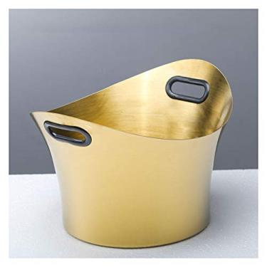 Imagem de FTOQWZXV Balde de gelo aço inoxidável restaurante cozinha doméstica grande balde de gelo vinho champanhe alça de cerveja bar barril de vinho banquete gelo bacia de vinho bebidas refrigerador/cerveja