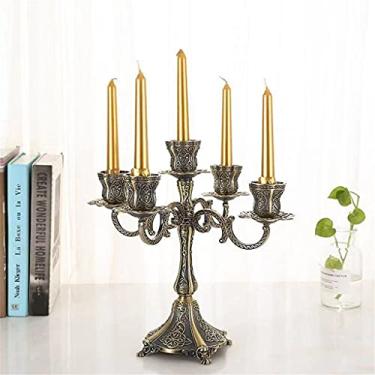 Imagem de Castiçal de vela, castiçal bronze candelabro de metal castiçal castiçal de casamento evento suporte de vela mesa centro de mesa para decoração de casa