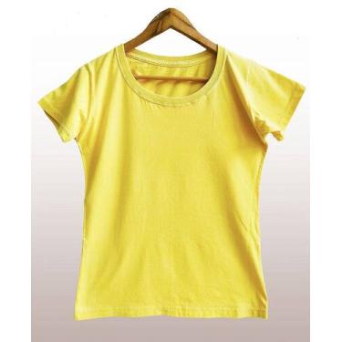 Imagem de Camiseta Feminina Estonada Amarela - 100% Algodão, Selo BCI, Tamanhos 