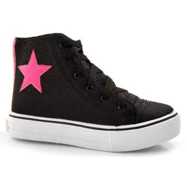 Imagem de Tênis Infantil Feminino de Cano Alto Ykes LUREX, 33, Preto