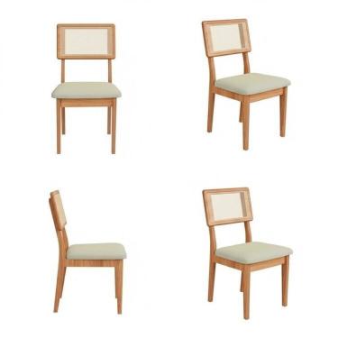 Imagem de Kit 4 Cadeiras Estofadas Encosto Telado Estrutura 100% Mdf Bolonha Freijó/Cesare Escuro