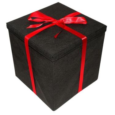 Imagem de Caixa Premium Para Presente Preta Com Laço Vermelho De Cetim