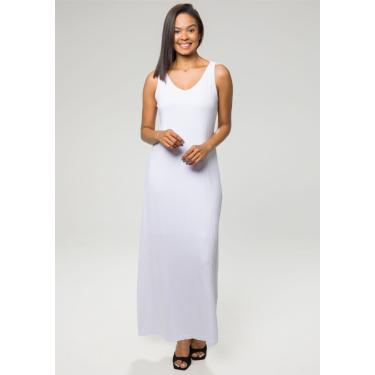 Imagem de Vestido Longo Pau a Pique Canelado Branco