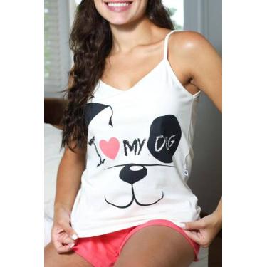 Imagem de Pijama Calor Feminino Verão Dog Empório Do Algodão, Vermelho, GG