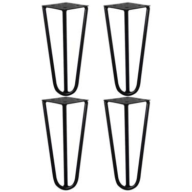 Imagem de Kit 4 Pés de Metal 15 CM Hairpin Legs Mesas de Centro Puffs Preto G41