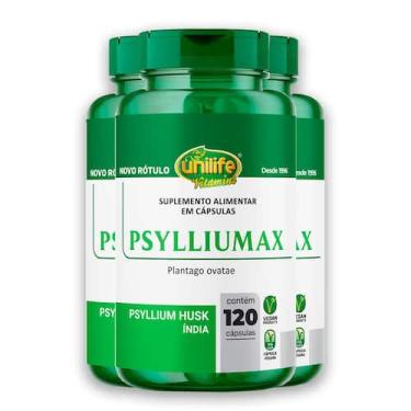 Imagem de Kit 3 Psyllium Husk Unilife Psylliumax 120 cápsulas