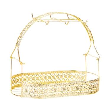 Imagem de Generic Acessórios para escorredor de garrafas, luxuoso, para casa, para 6 xícaras, presente, economia de espaço, para de cozinha, ferro, organizador, Oval Dourado