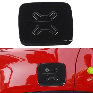 Imagem de Tampa de enchimento de combustível para porta de tanque de gás de óleo adesivo decorativo para Jeep Renegade 2016 2017 2018 2019 2020 2021 2022 2023 2024 acessórios externos (preto)