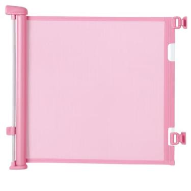 Imagem de Portão Tela Segurança Bebês Pets Cercadinho Grade Retrátil - 1,5m Rosa