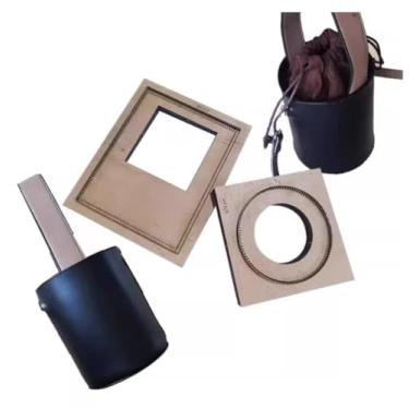 Imagem de YJIUYUANQ Ferramenta de estampagem de couro para corte de madeira, ferramenta de artesanato de couro, molde de corte para bolsa balde faça você mesmo 170 x 140 mm (não inclui a alça do saco)