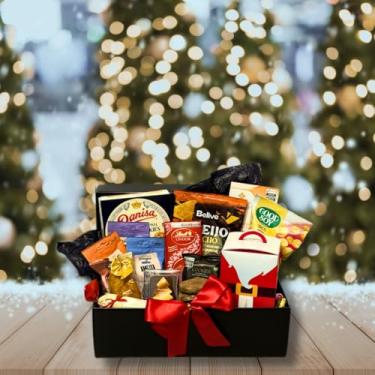 Imagem de Cesta de Natal Corporativa sem Bebida Aconchego, 12 Itens Premium, com Chocolates, Biscoitos e Panetone