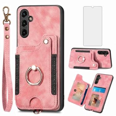 Imagem de Asuwish Capa de telefone para Samsung Galaxy A14/M14 5G capa carteira com protetor de tela de vidro temperado e alça de pulso RFID suporte para cartão de crédito anel suporte celular A 14 4G 14A 14M