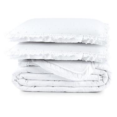 Imagem de Cobre Leito King Micropercal 200 Fios com Babado Malvinni Branco - 3 P