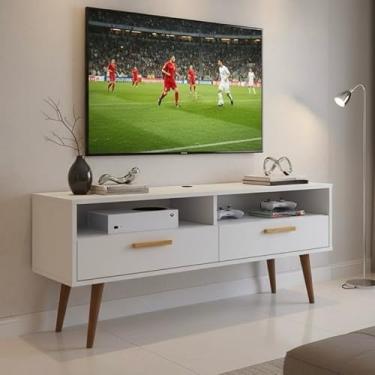 Imagem de Rack Bancada com pés 1.20 Life Copa 2 Portas Moderno Parede TV Até 50Pol Quarto Sala Area Lazer (1.10 com nicho branco)